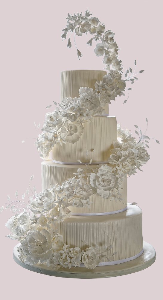 white on white wedding cake